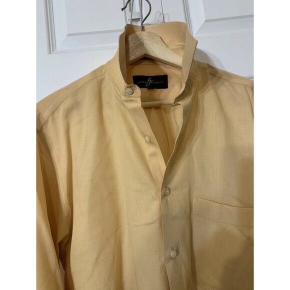 Giorgio Brutini Sz 16 34/35 Men‎ Ecru Yellow Long Sleeve Pocket Button Shirt - Picture 3 of 7
